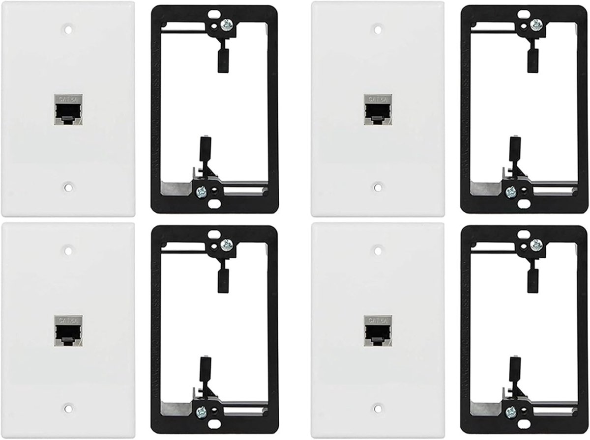 Netwerk Wandplaat - RJ45 Keystone - Internet Installatie - Volledig Afgeschermd - 1 Poort 1 Gang - Wit