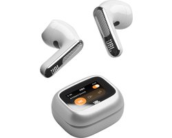 JBL Live Flex 4 – Draadloze Oortjes met Noise Cancelling – Smart Case met Touchscreen – Bluetooth Draadloos Oordopjes – 50 uur – Waterdicht – IP54 - Zilver