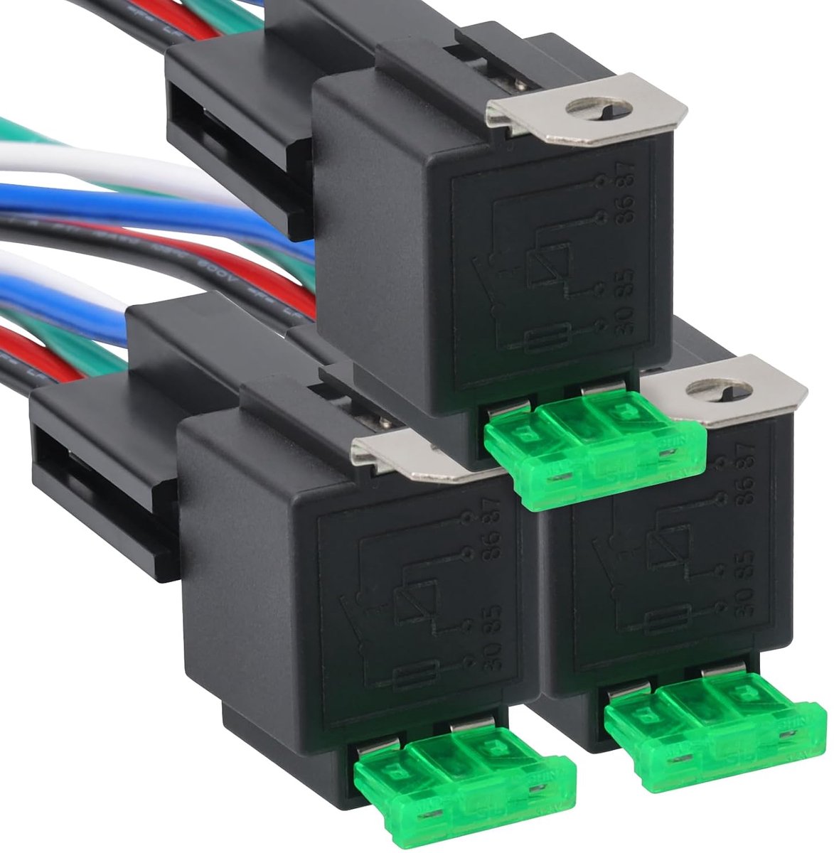 Schakelrelais Set - Zekering Relais - Voertuig Circuits - 12V 30A 4-Pin - 4.5x2.5x2 cm - Zwart