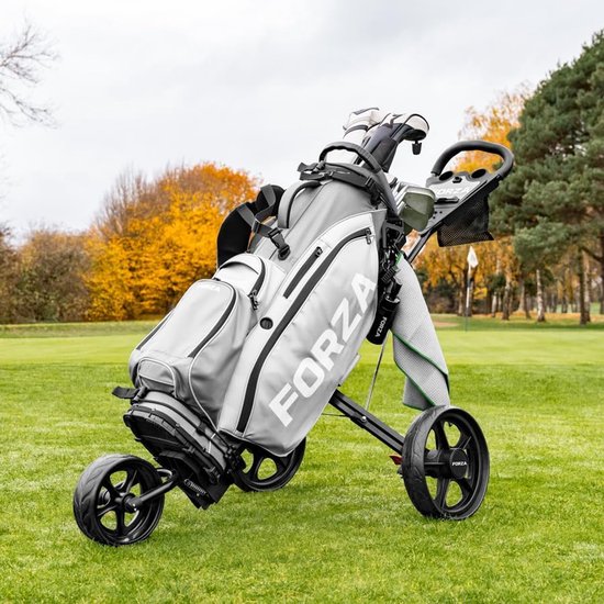 Golftrolley 3 Wielen - Golfkar Duwkar - Golfen Ondersteunen - Lichtgewicht Aluminium Frame - Opvouwbaar Compact - Zwart — afbeelding 4