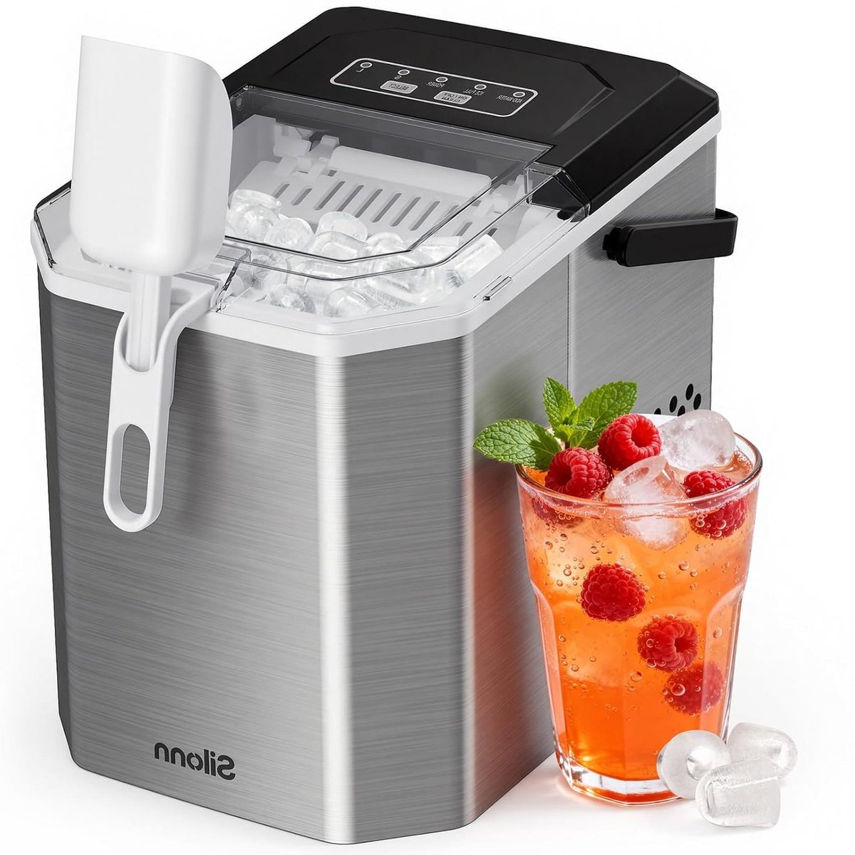 Corenia IJsblokjesmachine – IJsblokjesmaker – Mini IJsblokjesmachine – Draagbare IJsblokjesmachine – IJsblokjesmachine met Handvat – Zelfreinigend & Stil – 12 kg IJs per Dag