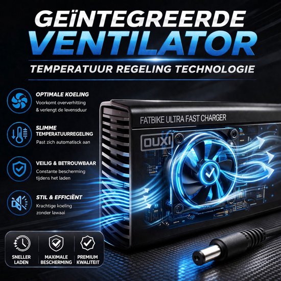 Ultra Snelle 54.6V 5A Fatbike Lader 48V Accu - DC 5.5×2.1 (5521) Oplader - Geschikt voor OUXI V8 V9 H8 H9 V20 S20 & QMWheel / Crossboss QMwheel van Merkloos — afbeelding 4