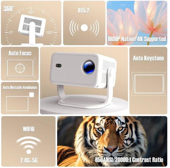 Mini Beamer - Projector - Digitale Beamer - Draagbaar - 1080P - Full HD ...