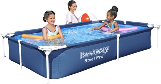 Bestway Steel Pro Zwembad - 221x150x43 cm - Rechthoekig - Zwembad Opzetbaar - Zwembad Familie - Zwembad Klein Tuin - Zwembad 1200 L - Zwembad 43 Cm