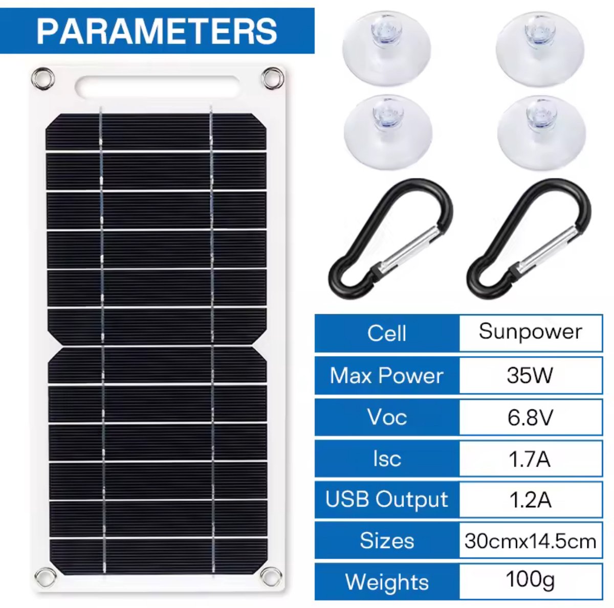 30W USB Zonnepaneel | Waterdicht IP65 | Outdoor Wandelen & Kamperen | Draagbare Oplader voor Smartphone & Powerbank | 6.8V Zonnepaneel Charger – foto 7