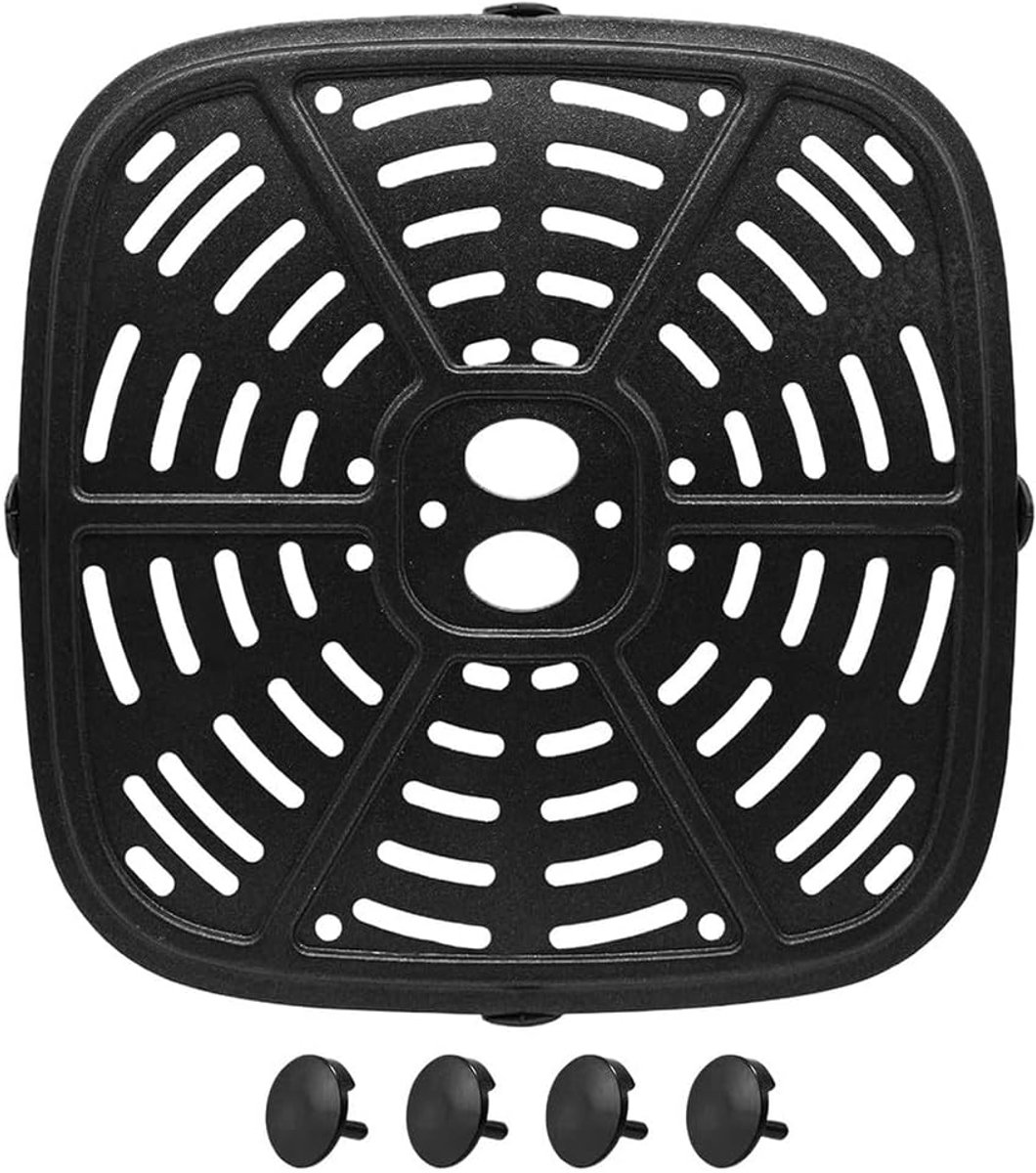Heteluchtfriteuse Grillplaat - Crisper Plate - Lekker Koken - Antiaanbaklaag - 24 x 24 cm - Zwart