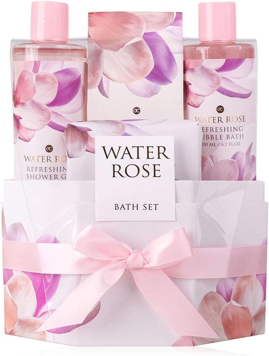 Verwen Set - Bad & Body - Ontspannend Baden - Rustgevende Geur - 18x13x24 cm - Roze Wit