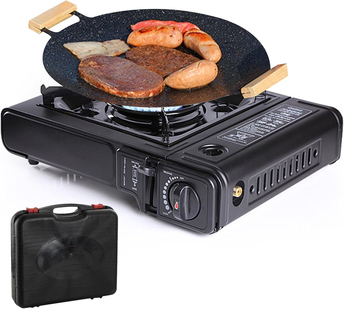 Draagbaar Campingfornuis - Compacte Brander - Buiten Koken - Geoptimaliseerd Verbruik - 38x33x12 cm - Zilver