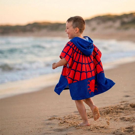 Spiderman Poncho - Kinder Strandponcho - Rood/Blauw - Polyester - Jongens van Merkloos — afbeelding 3