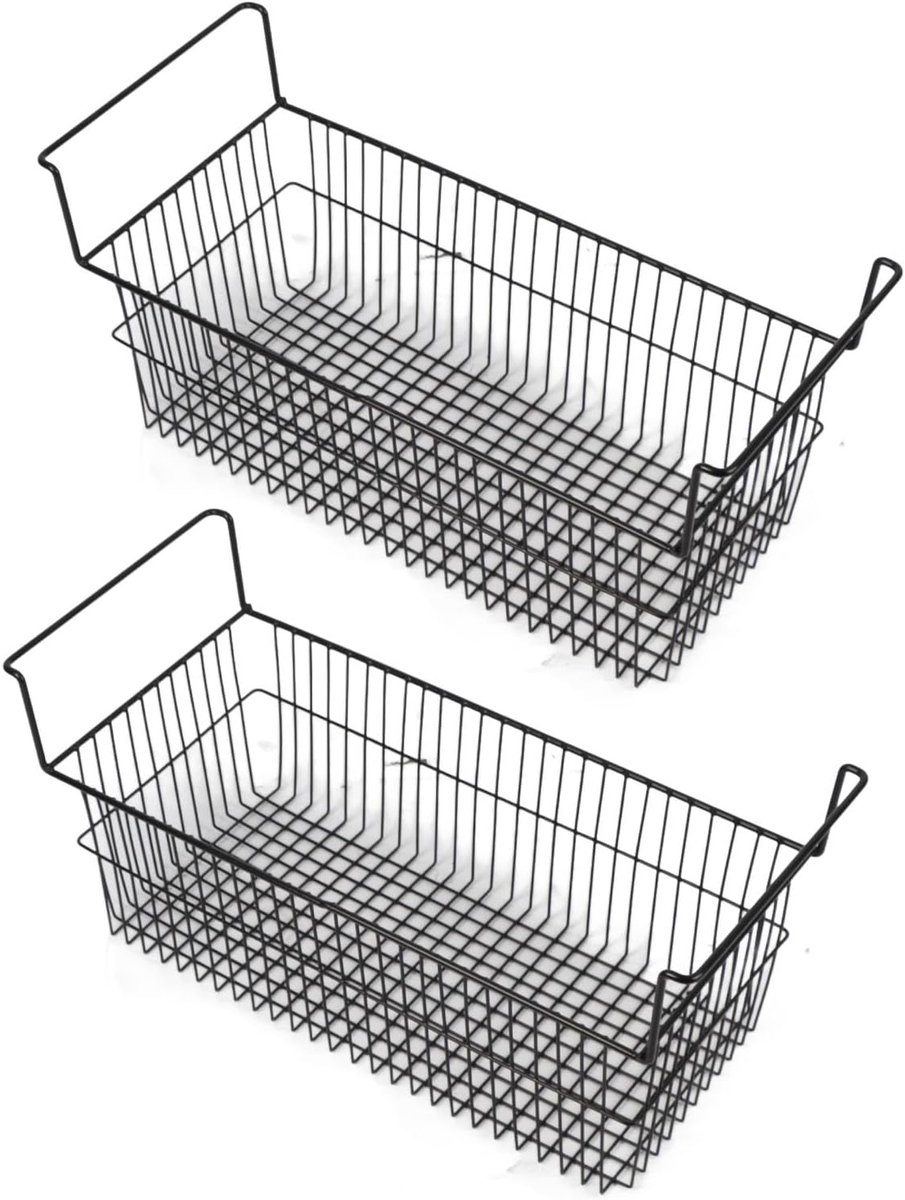 Opbergbakken Vriezer - Keuken Organizer - Voedsel Opslag - Stapelbaar Ontwerp - L63 x B27 x H29cm - Zwart