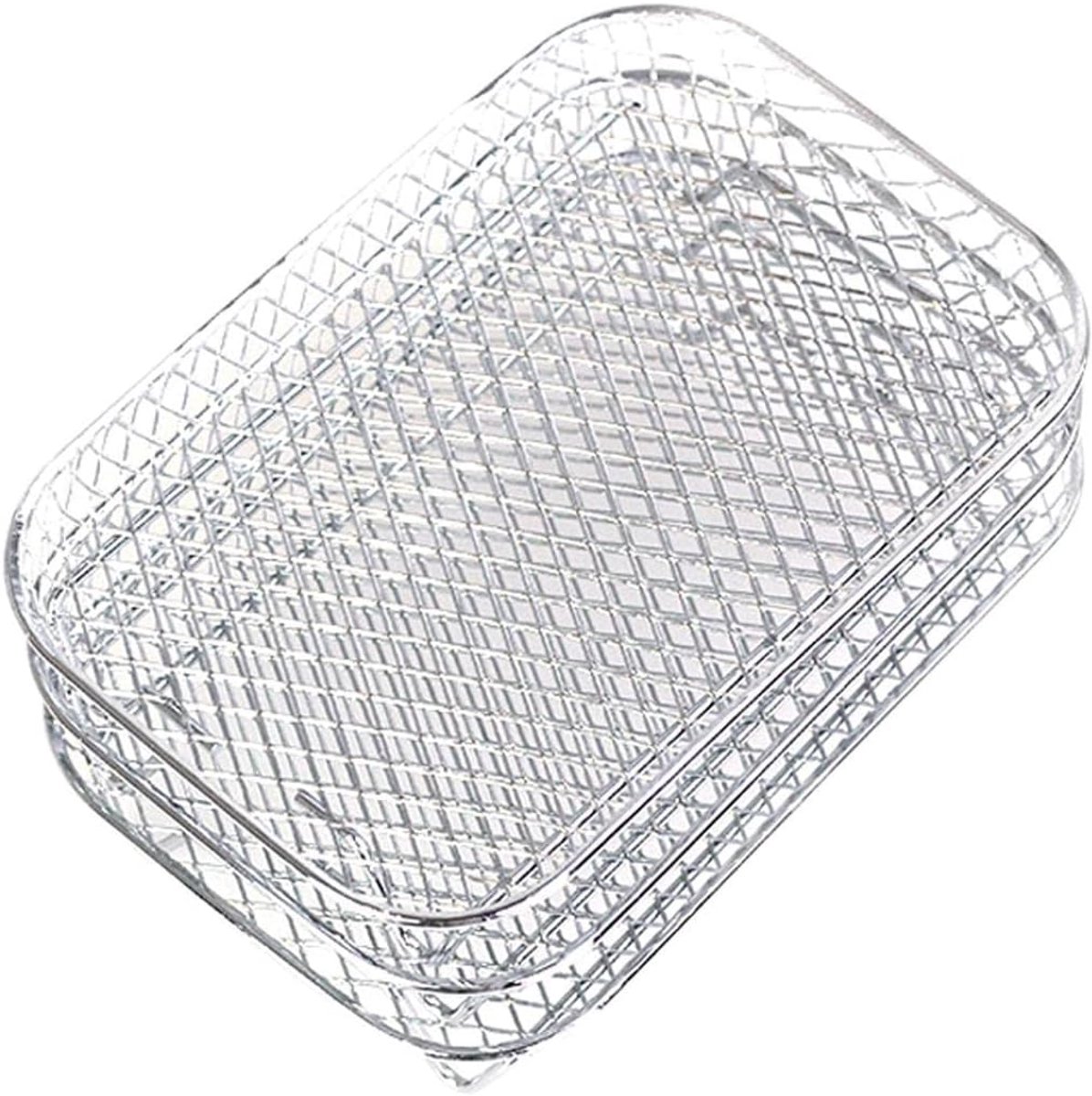 Airfryer Rek - Dubbel Mand Rek - Extra Kookruimte - Stapelbaar Ontwerp - 21 x 14 cm - Zilver