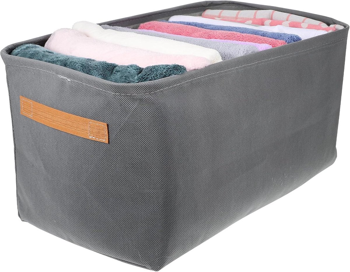 Kleding Organizer - Stoffen Lades - Kast Indeling - Stapelbaar Ontwerp - 48x28x25cm - Grijs