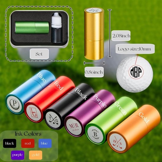 Golfbal Stempel - Persoonlijke Marker - Golfbal Markeren - Met Extra Inkt - 10mm Diameter - Goud — afbeelding 3