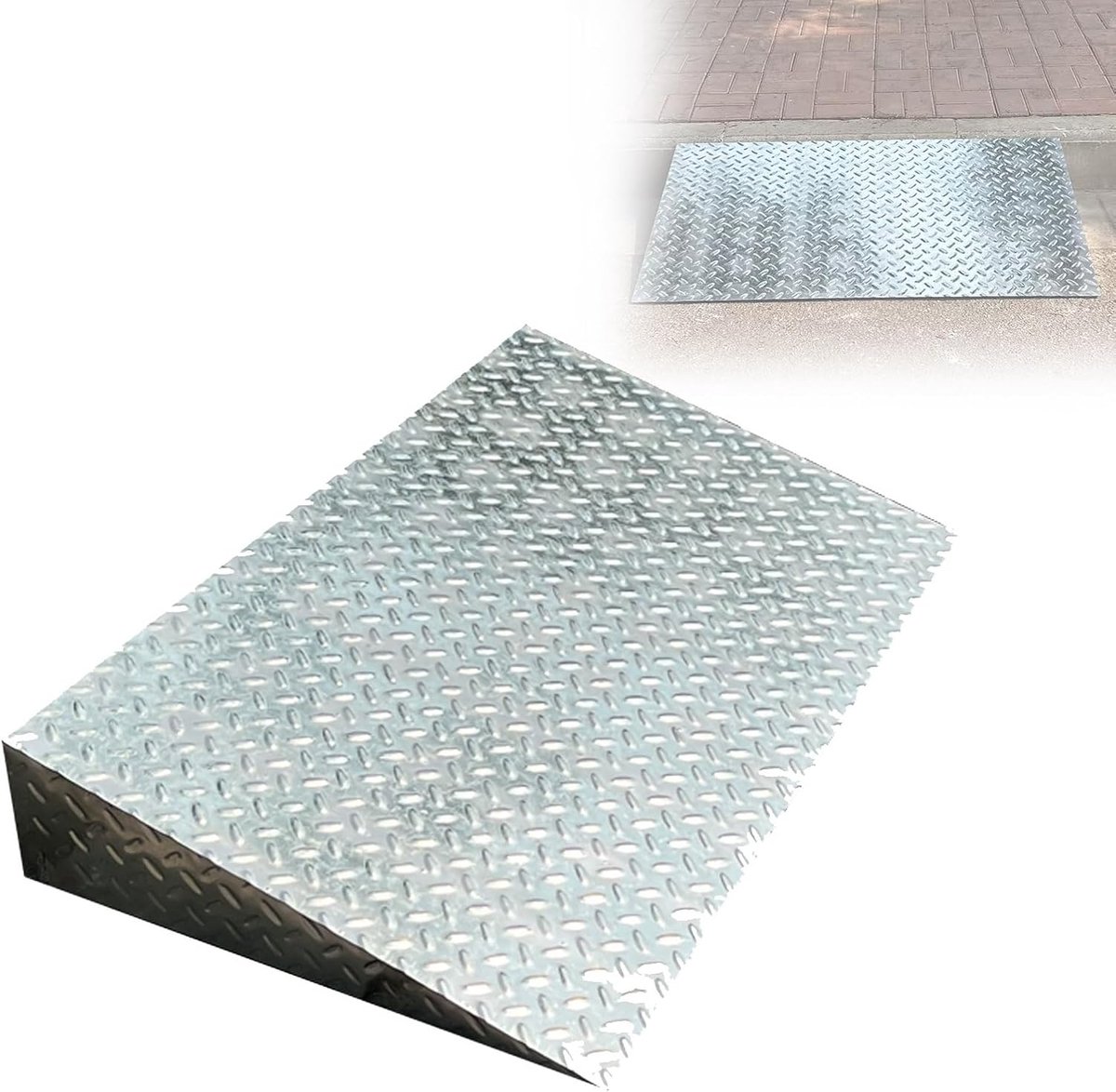 Drempelhulp RVS - Oprijplaat Garage - Toegang Verbeteren - Voor Alle Weersomstandigheden - 60x30x10cm - Zilver