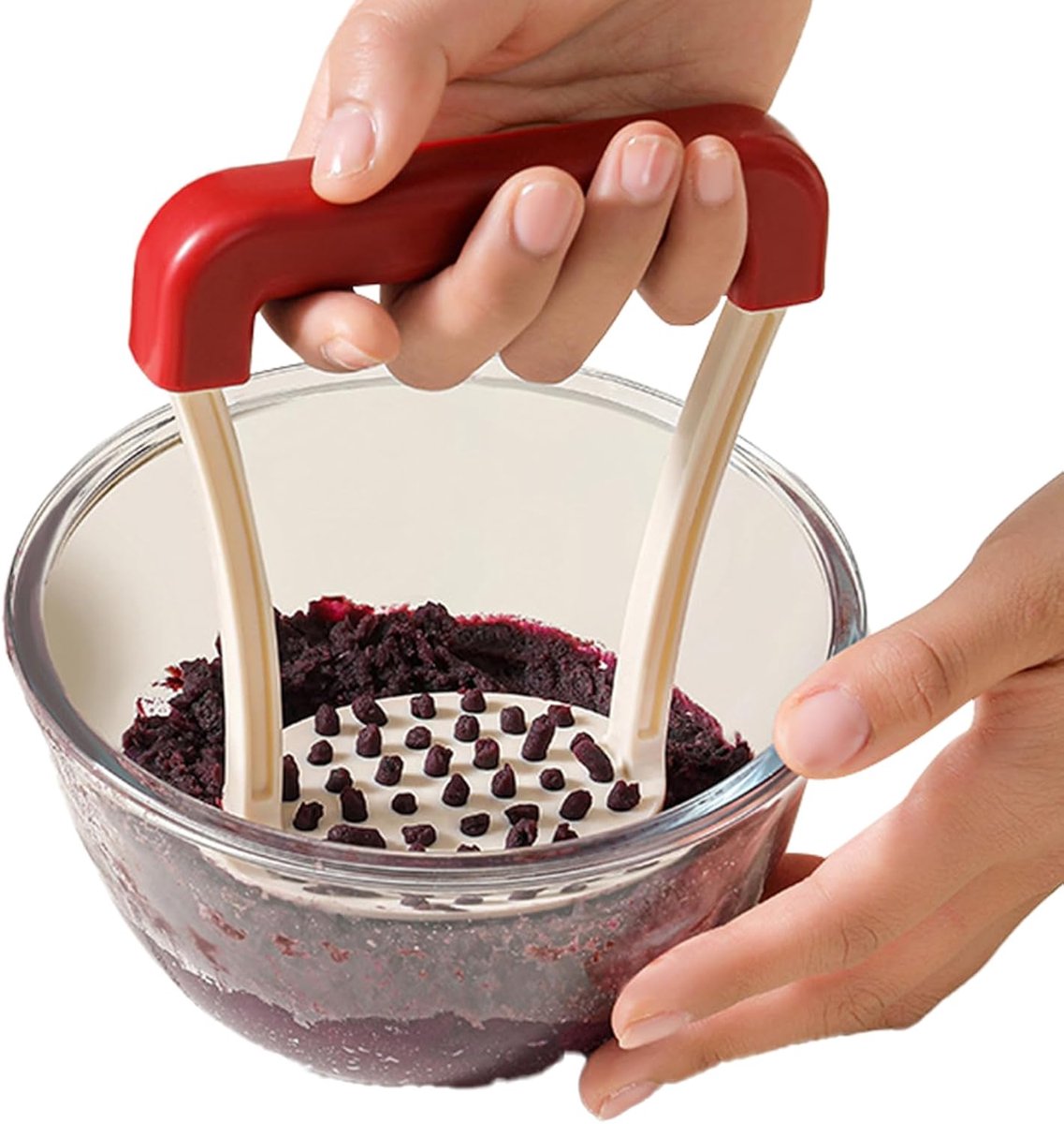 Aardappelstamper - Keukenstamper - Zacht Stampen - Antislip Handgreep - 13cm Handvat - Rood