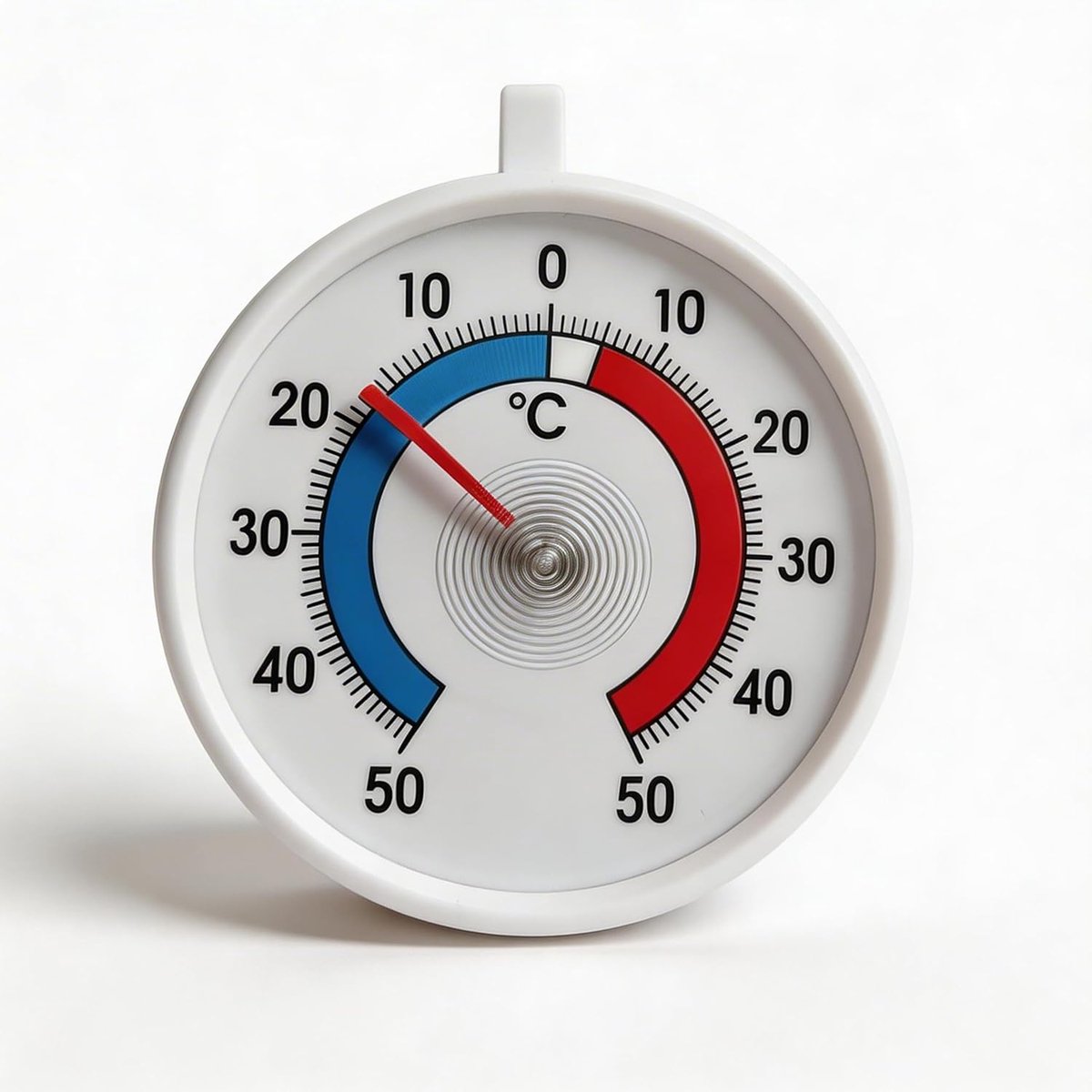 Koelkast thermometer - Vriezer meter - Temperatuur meten - Analoge bimetalen meter - 7 cm diameter - Wit