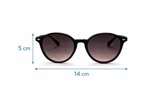 Unisex ronde zonnebril met zachte etui en doekje / Zonnebril heren en dames UV400 / bril met bruine montuur / grijze lenzen cat 3 / lunettes de soleil / NDL 9686 Aland optiek van Unisex. — afbeelding 3