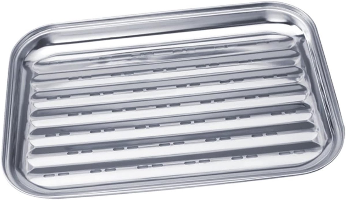 Grillplaat RVS - Bakplaat Barbecue - Buiten Koken - Gestructureerd Oppervlak - 35x24x3 cm
