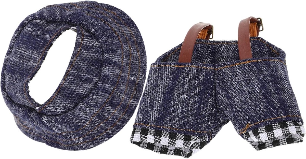 Poppenkleding Set - Speelgoedkleding DIY - Poppen Aankleden - Denim Stijl - 8.5 cm - Multi