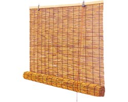 Bamboe Rolgordijnen - Privacygordijnen Raambekleding - Buiten Binnen Gebruik - Natuurlijk Materiaal Ademend - 180x160cm - Naturel
