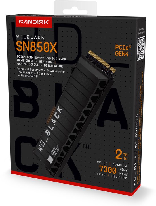 Western Digital Black SN850X - Interne SSD met Heatsink - 2TB