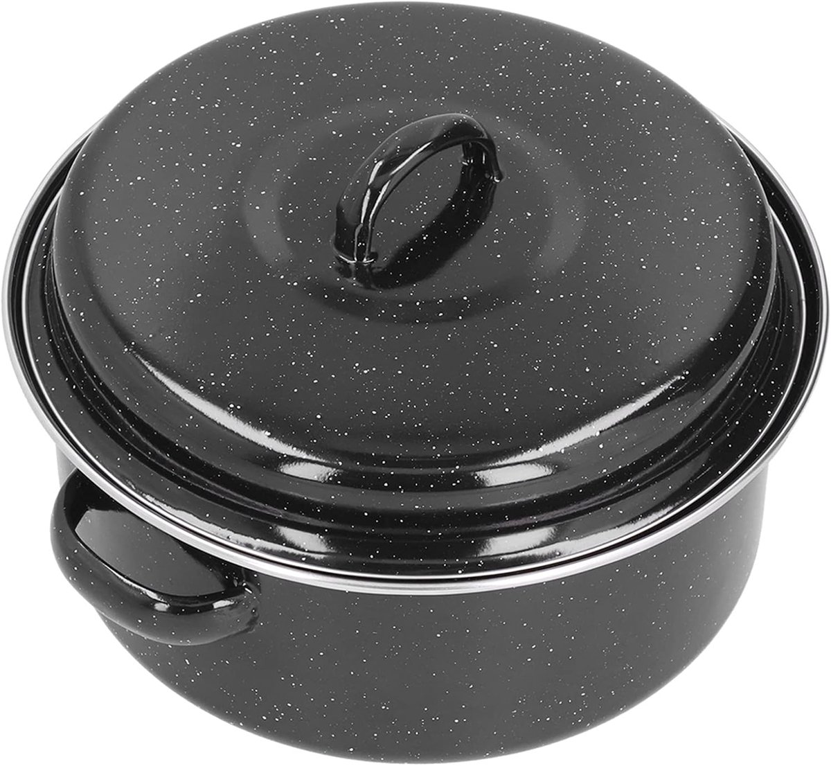 Ovale Braadpan - Emaille Pan - Langzaam Garen - Gelijkmatige Warmte - 23.6 cm - Zwart