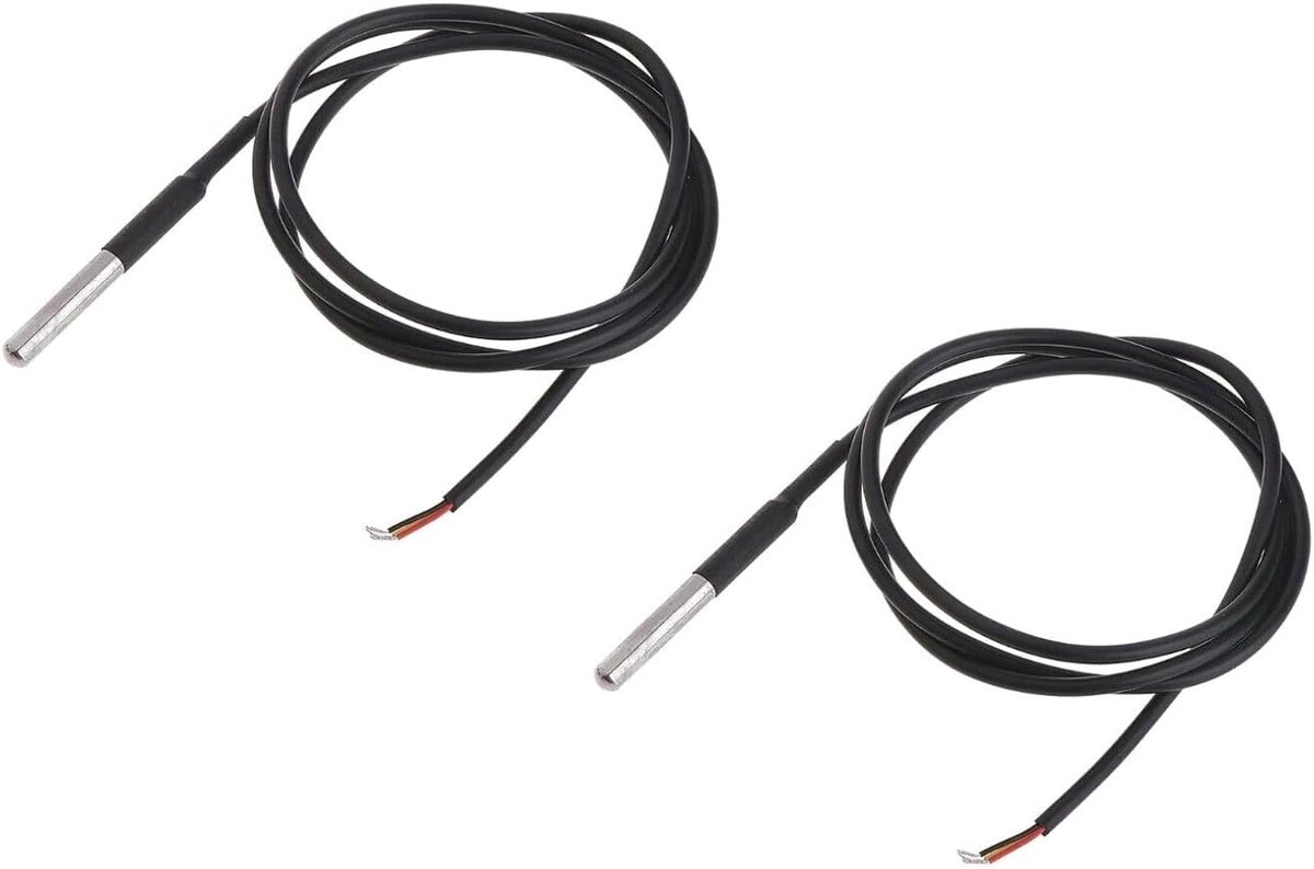 Digitale Temperatuursensor - Waterdichte Sonde - Nauwkeurige Meting - Roestvrijstalen Behuizing - 1 Meter Kabel - Zwart