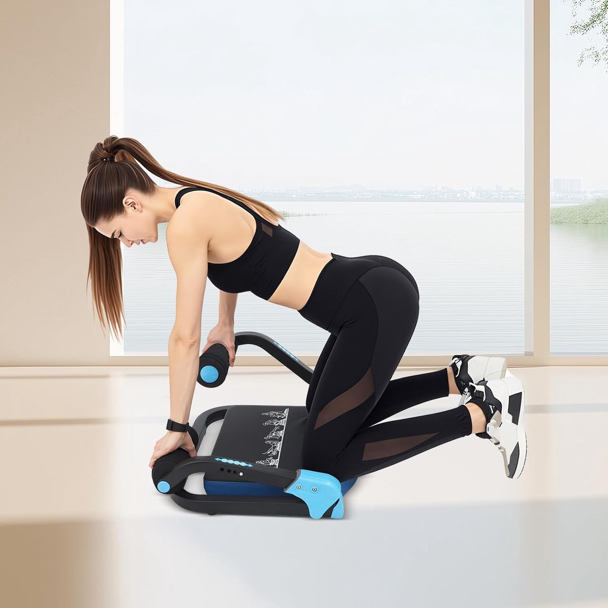Buiktrainingsapparaat - Buikoefenmachine - Thuis Fitness - Verstelbare Intensiteit - 48 x 46 x 38 cm - Rood Zwart
