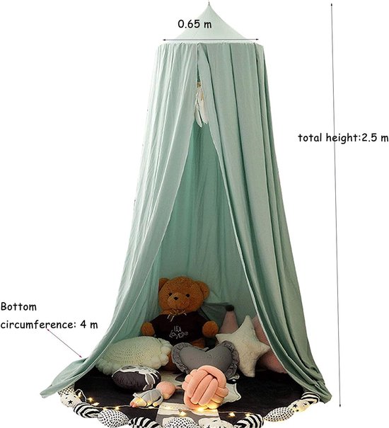 Babybed Luifel - Kinder Klamboe - Bescherming Muggen - Natuurlijke Bescherming - Diameter 65cm - Blauw — afbeelding 5