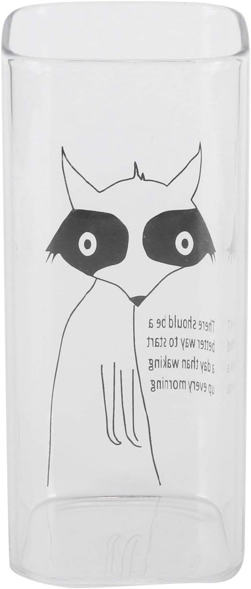 Glazen Mok - Melkglas Beker - Ontbijt Dranken - Schattig Dierenpatroon - 400 Ml - Helder