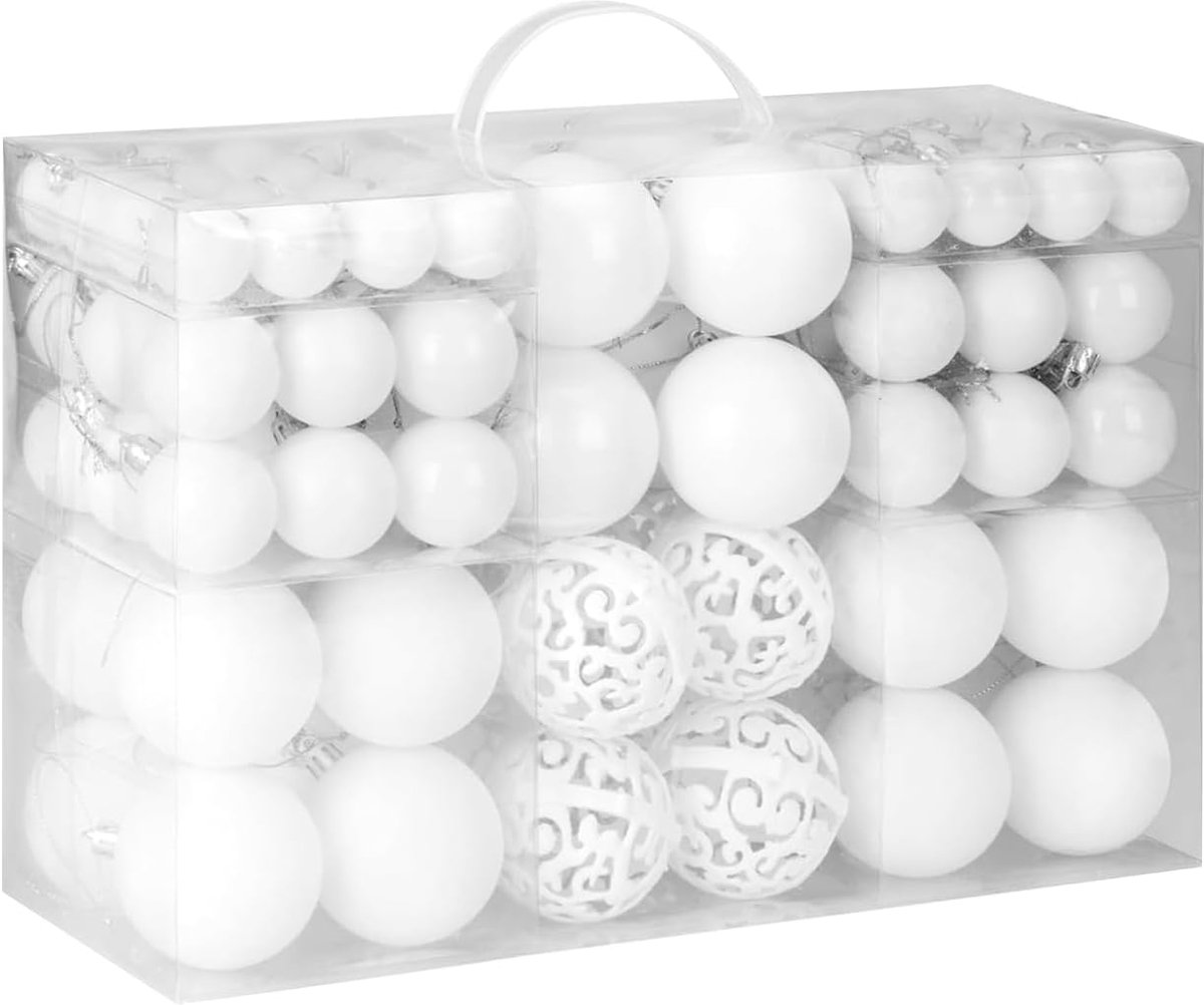 Kerstballen Set - Witte Hangers - Seizoensdecoratie - 100 Stuks - 35 x 23 cm - Wit
