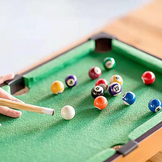 Kleine biljarttafel - Mini pooltafel - Familie spelletjes - Draagbaar en compleet - 56 x 32 x 155 cm — afbeelding 4