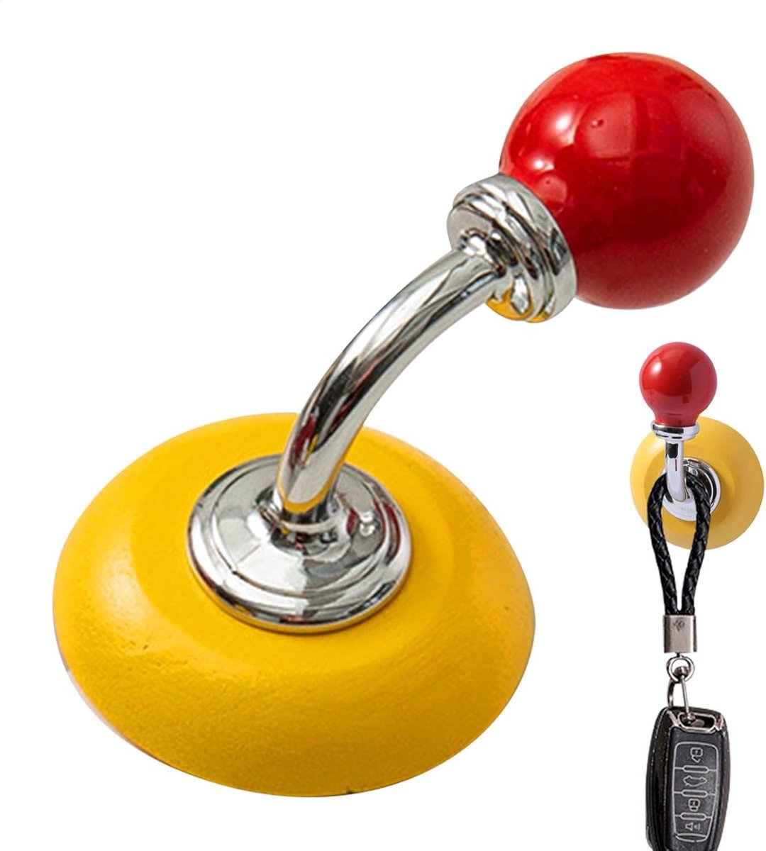 Magnetische Haak - Decoratieve Ophanger - Snel Bevestigen - Stevige Steunbal - 6x6x9.5 cm - Geel