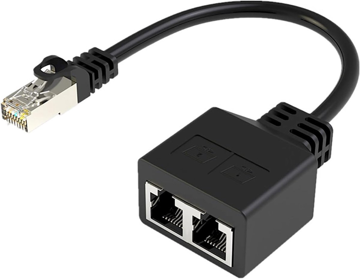 Ethernet Splitter - Netwerk Adapter - Internet Uitbreiding - 1 tot 2 Poorten - 20cm Lengte
