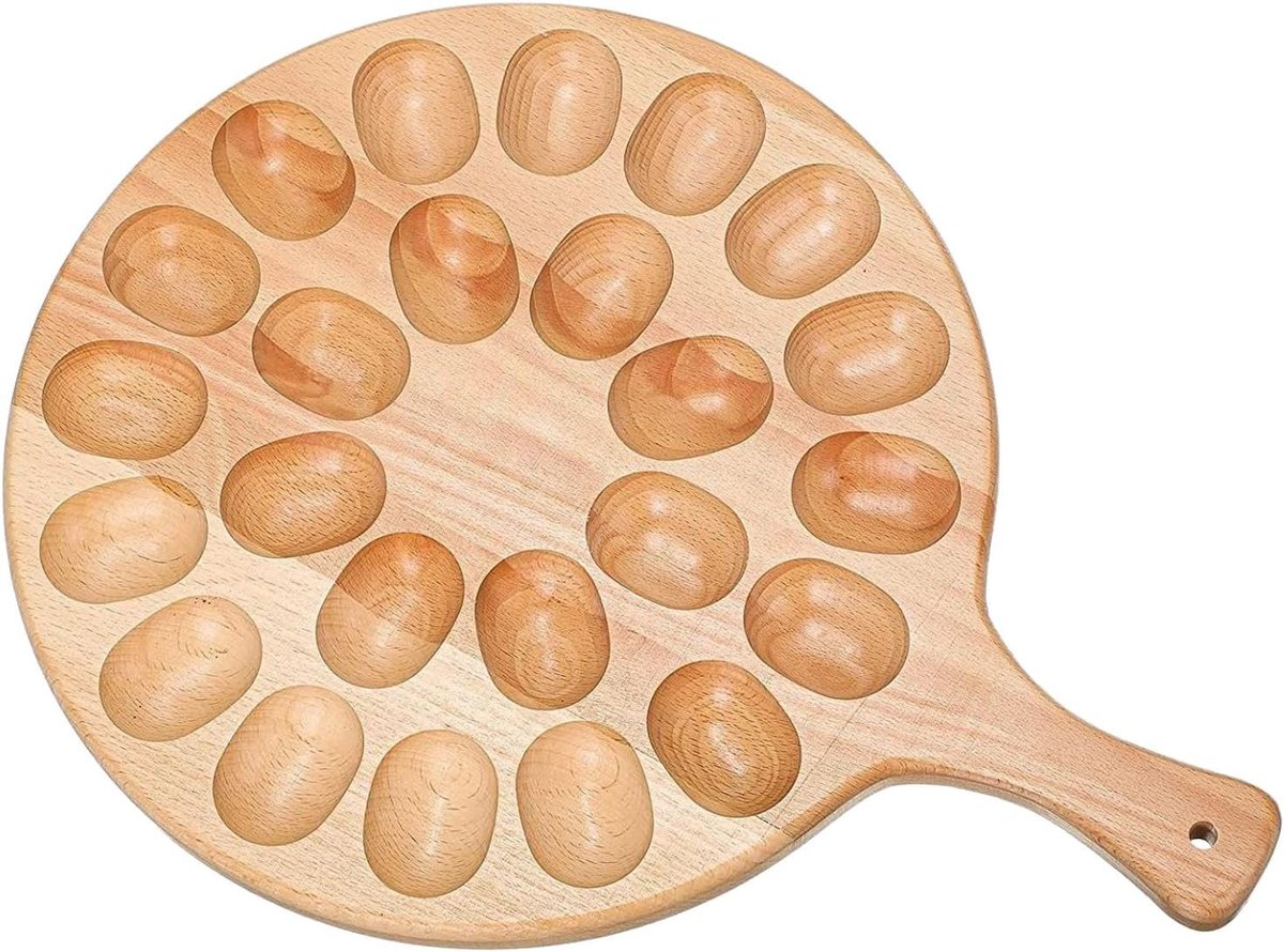 Houten Serveerplank & Eierhouder Rond – 24 Eieren – Multifunctioneel