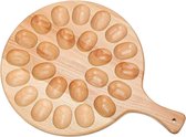 Houten Eierhouder - Creatief Eierbord - Eieren Serveren - 24 Gaten Omkeerbaar - 41 x 35 cm - Houtkleur