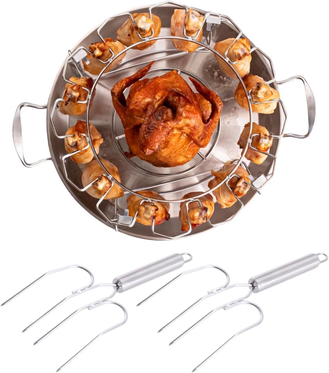 Kippen Dij Rooster - Grill Houder - BBQ Kip Grillen - Stabiel Ontwerp Inklapbaar