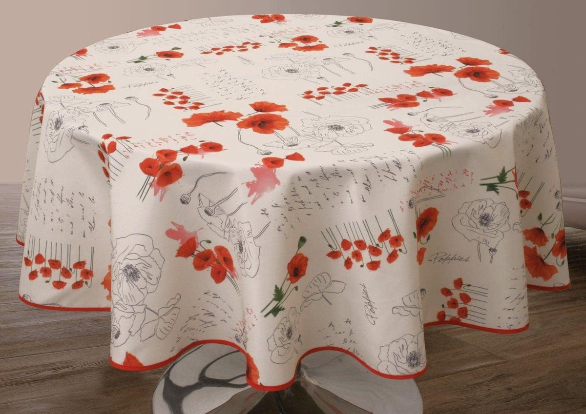 Tafelkleed - Vuilafstotend Kleed - Eettafel Decoratie - Bloemenmotief - 150 x 240 cm - Rood