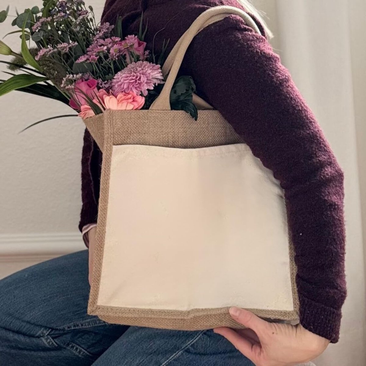 Jute Tas Shopper - Boodschappentas Mand - Knutselen Schilderen - Onbedrukte Basis - Natuurlijk