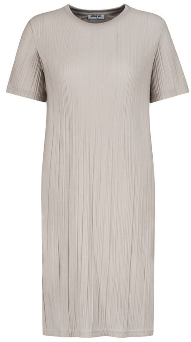 Sublevel JERSEY PLISSEE DRESS Dames Midi-jurk - beige - M