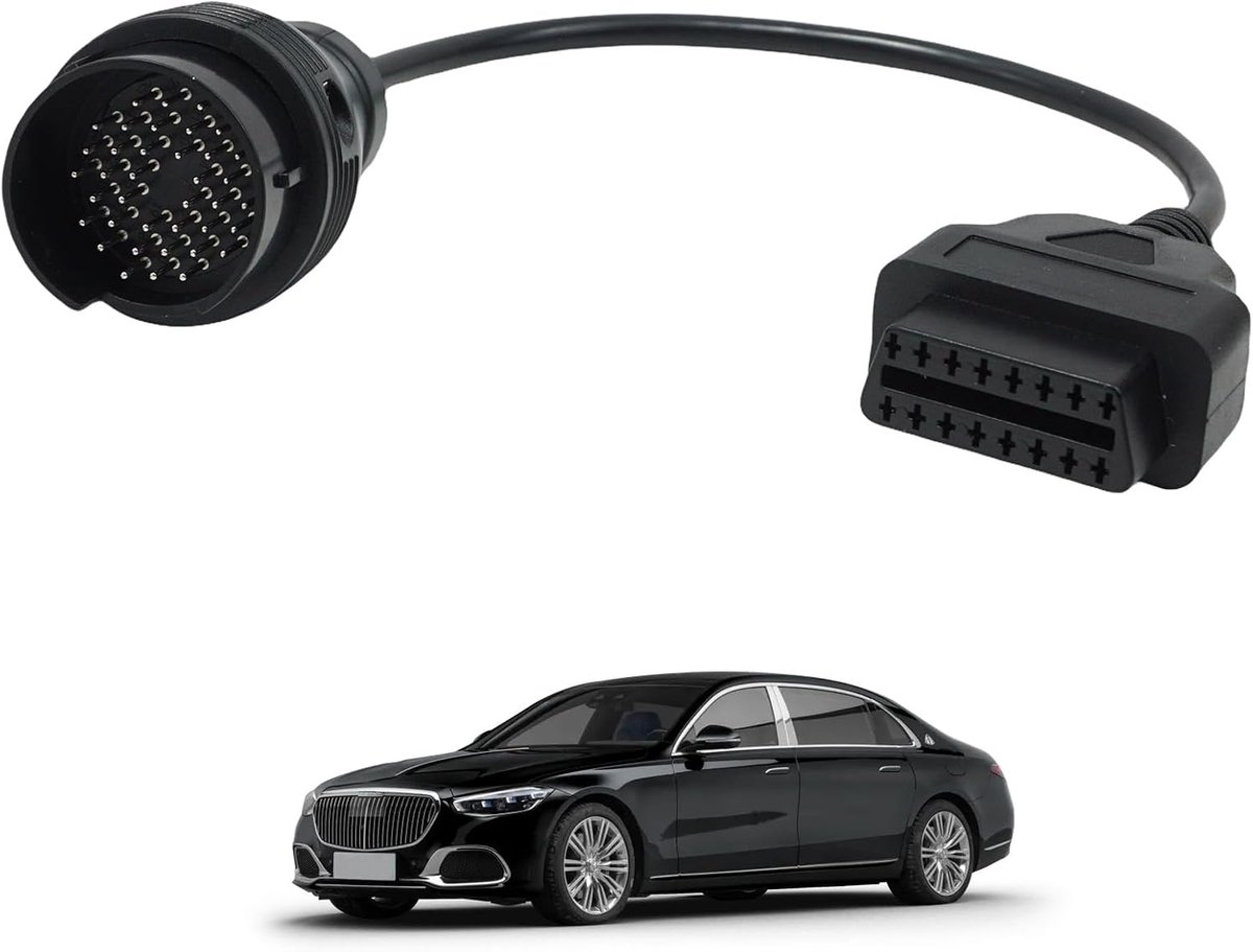 Diagnostische Adapter - OBD Connector - Oudere Auto's - 38 naar 16 Pin - 30cm Kabel - Zwart