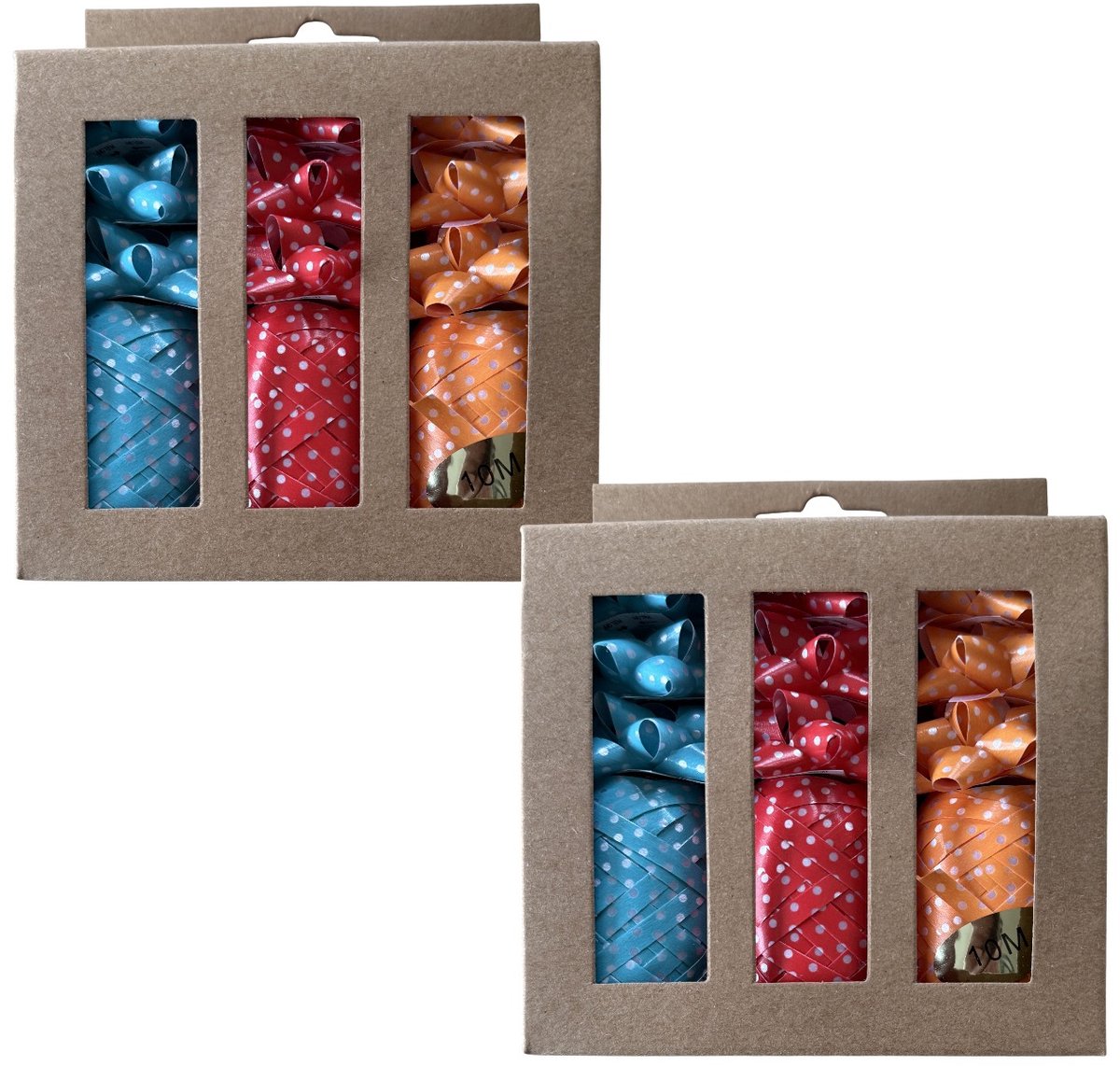 Krullint- Blauw Rood & Oranje - 6 Bolletjes & 18 strikjes