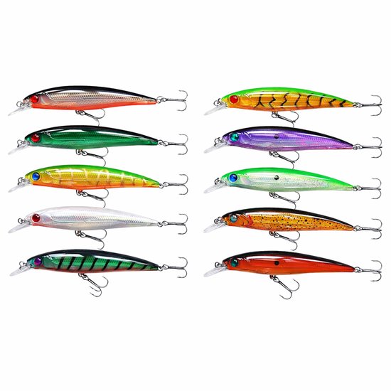 S&D - Minnow Plug Set 10 Stuks - 14 cm 13 g - Rammelend Pluggen met realistische beweging - voor Snoek, Baars, Roofvis & Forel van S&D — afbeelding 2