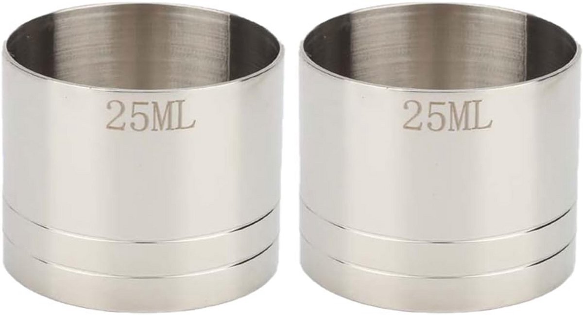 Set van 2 RVS Maatbekers voor Dranken en Cocktails - 25ml Jiggers