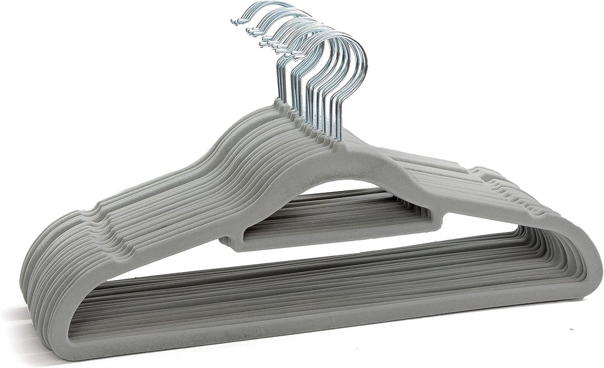 50 Stuks Antislip Fluweel Hangers Zwart Premium Ruimtebesparend
