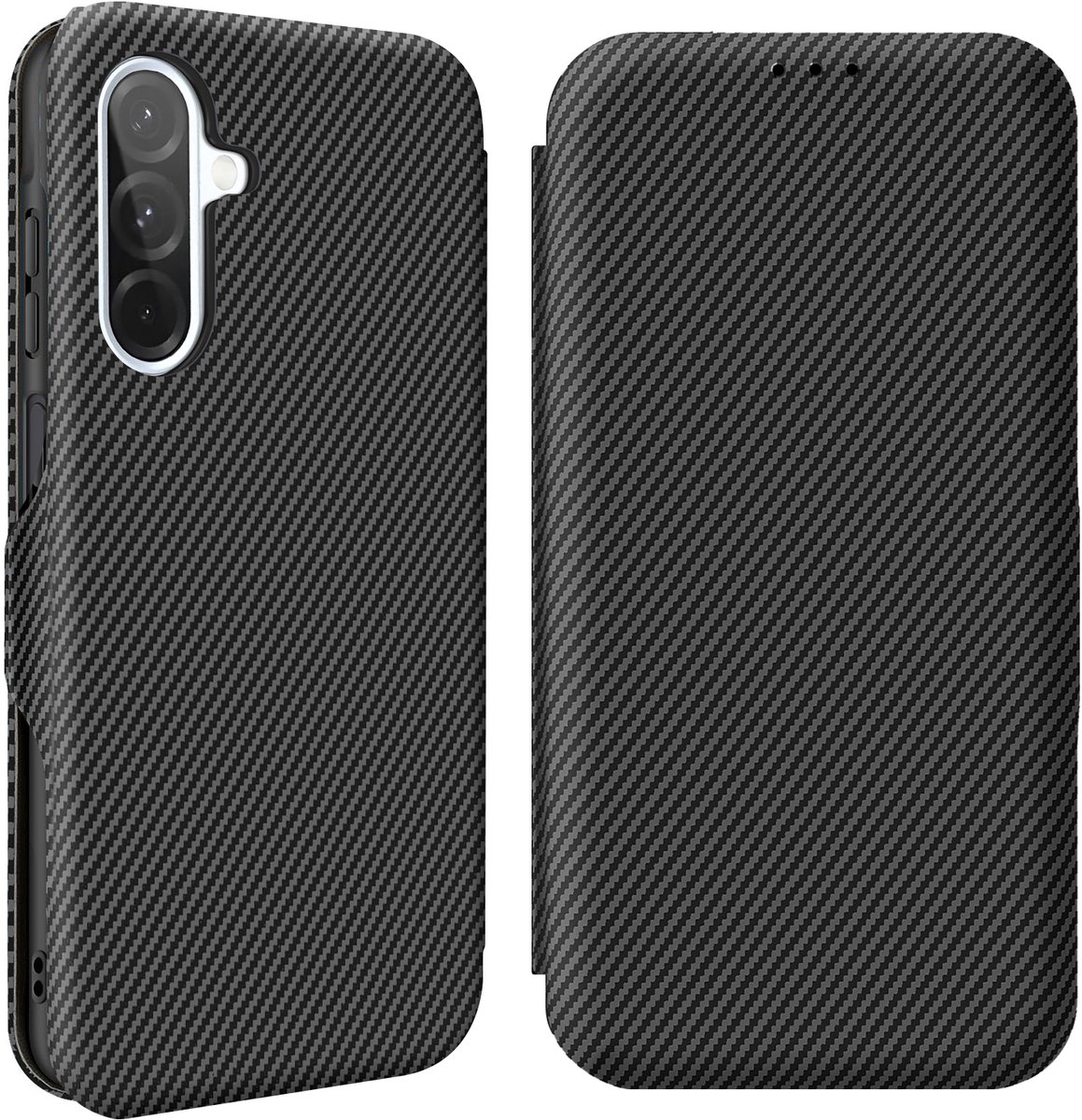 Avizar Carbon hoesje Geschikt voor Samsung Galaxy A36 Anti-RFID kaarthouder, Zwart