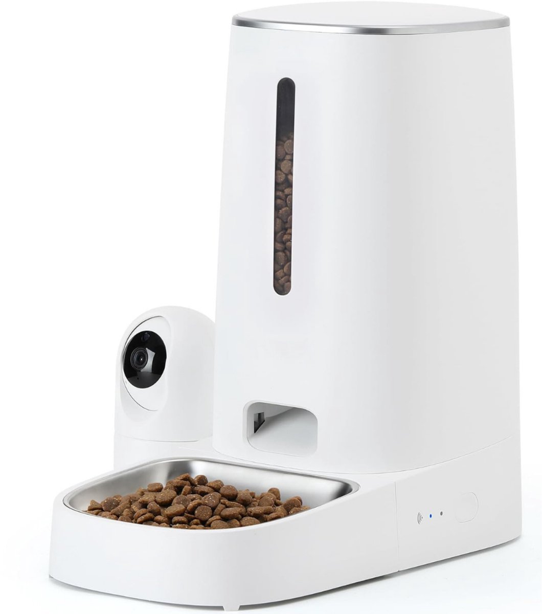 DVDSS® Slimme voederbak hond - met Camera - HD - 1080P Video Nachtzicht - Wifi - Audio - Wit
