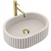 Rea Margaret Kunstmatige Composietsteen Ovaal - Wastafel - Beige, Steenimitatie - 49 X 35,5 X 12,5 Cm