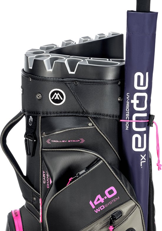 Big Max Drilite Silencio 3 - Stille Golftas - Cartbag - Waterafstotend - 14 dividers - Zwart Grijs Fuchsia van Merkloos — afbeelding 3