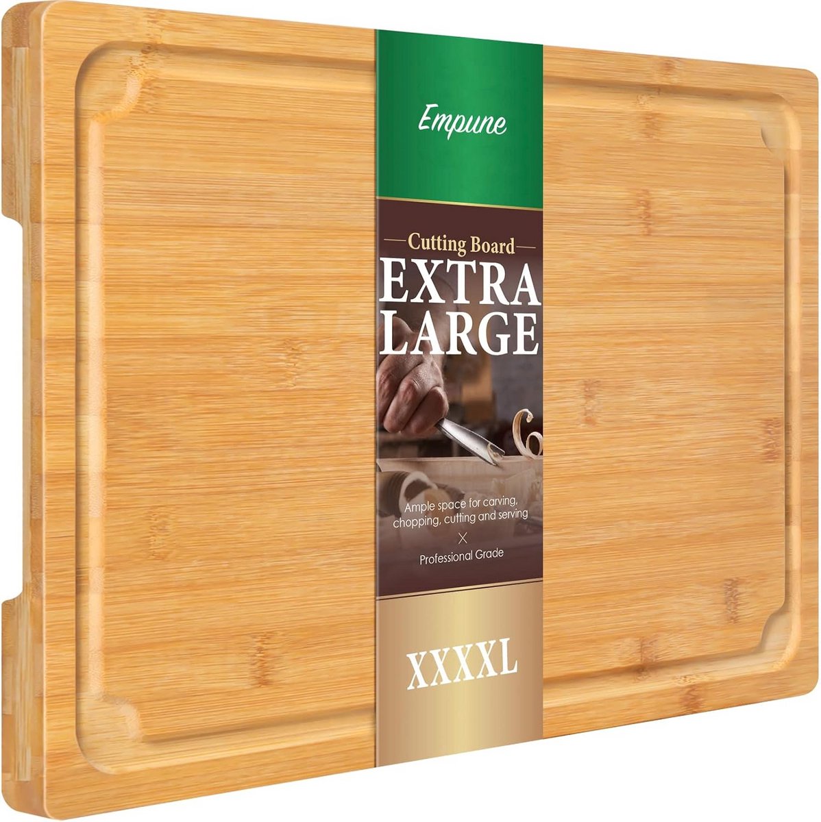 Extra Grote Houten Snijplank XL - 30x20 cm - Keukenplank met Sapgoot en Handvatten